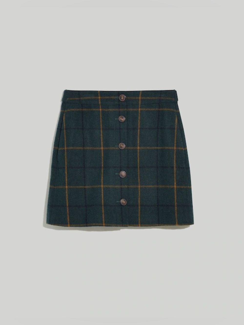 Madewell size 0 green Wool Button-Front Mini Skirt